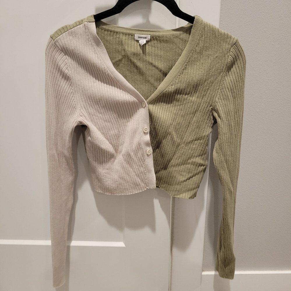 Garage Cropped Ribbed Cardigan